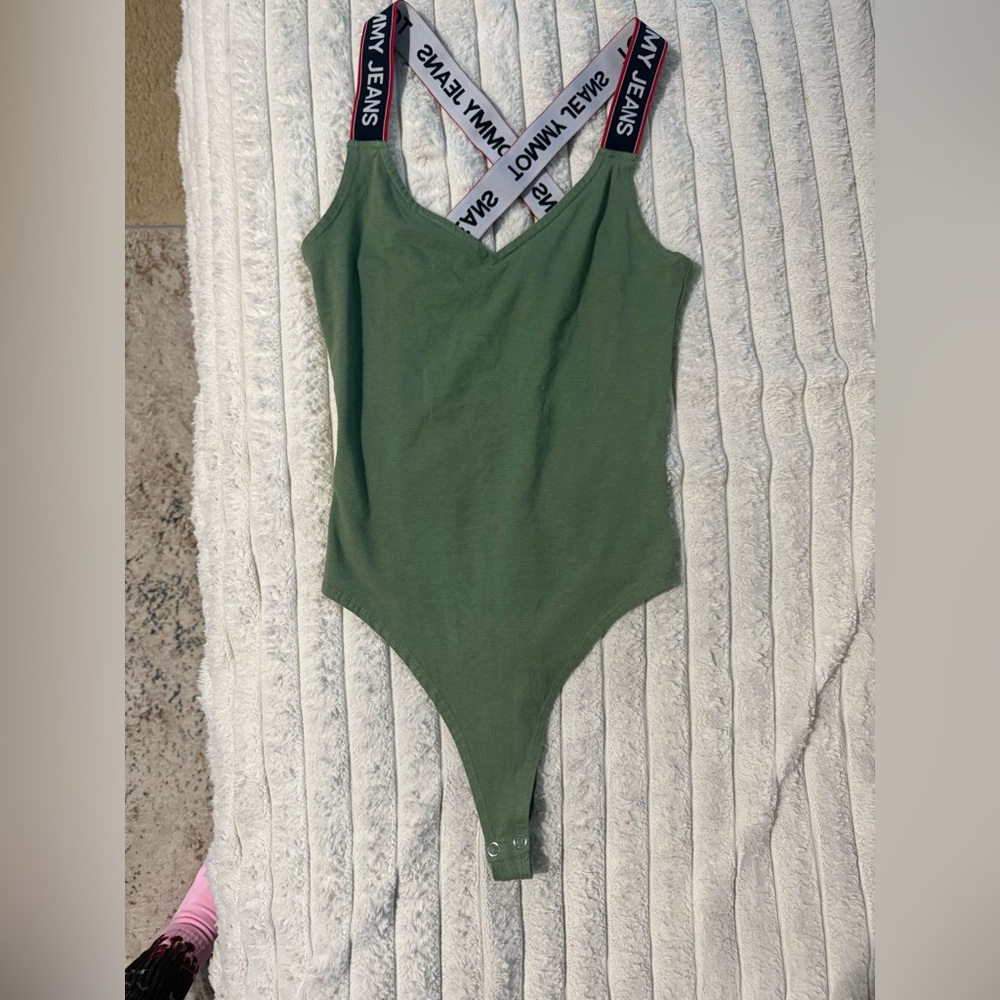 Tommy Hilfiger Green Bodysuit with Logo Straps